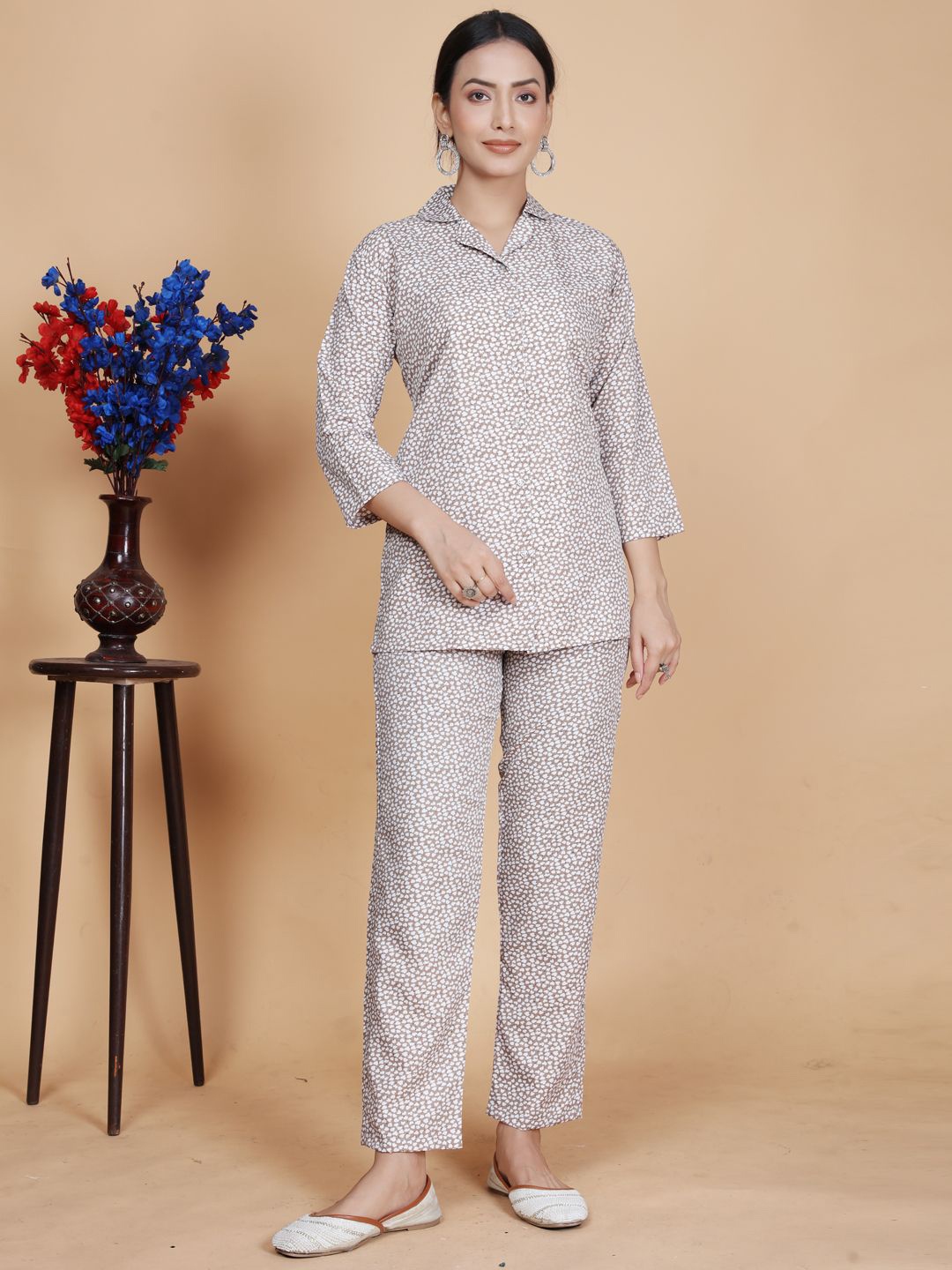 

KALINI Printed Shirt With Trouser Co-Ords, White
