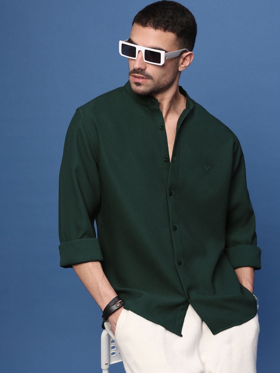 

SHOWOFF Men Standard Slim Fit Opaque Casual Shirt, Green