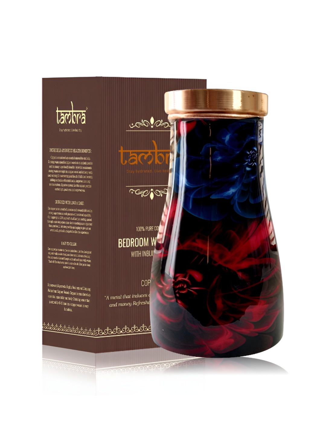 

Tambra Copper-Toned Red & Blue Abstract Printed Water Bottle 1200 ML