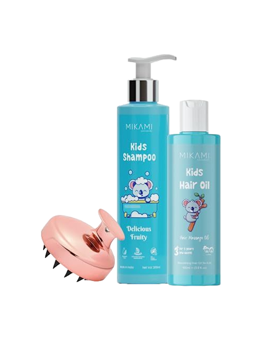 

MIKAMI Kids Hair Oil 100ml, Shampoo 200ml & Scalp Massager Brush, Blue