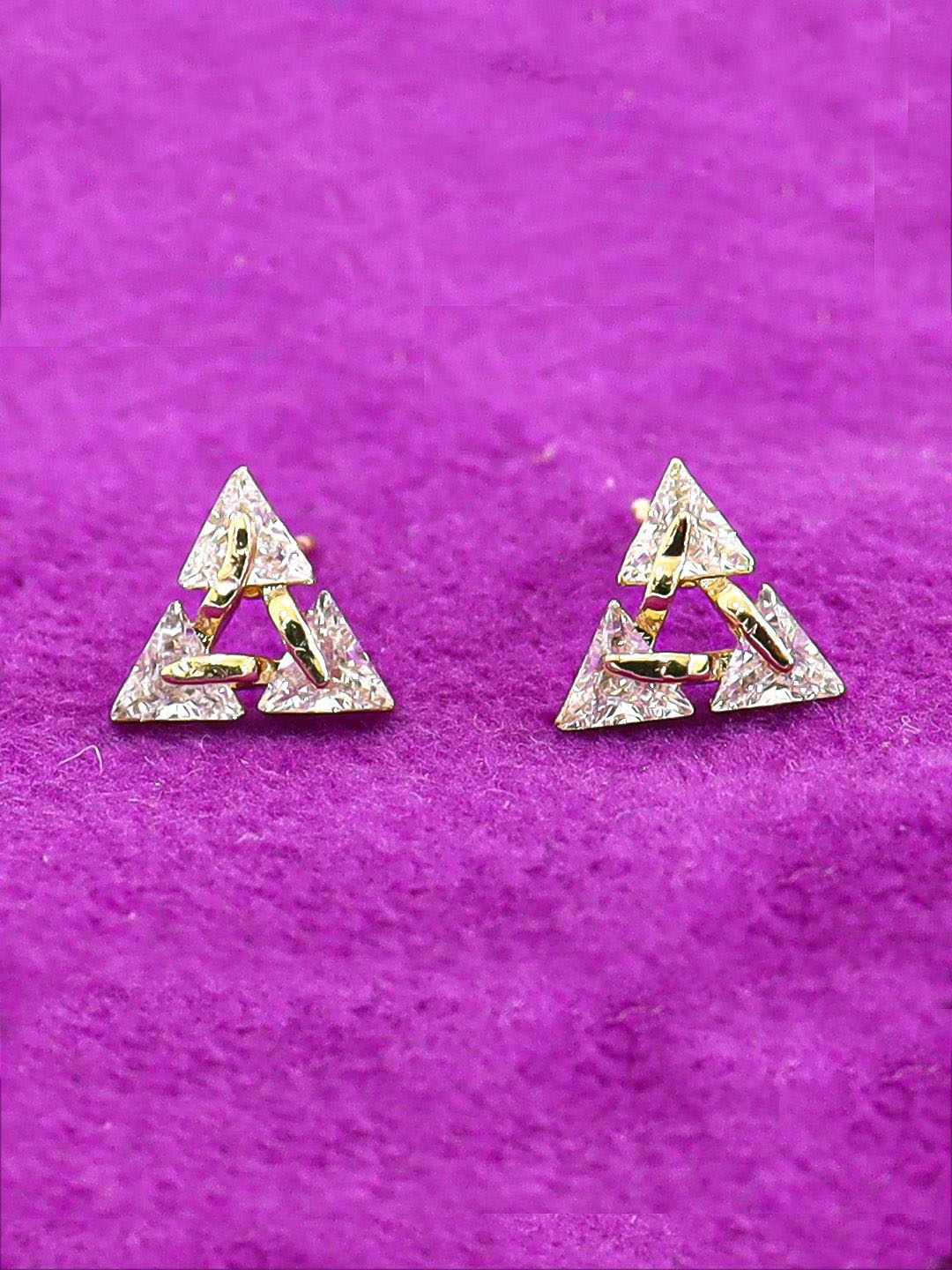 

KRENOZ Triangular Shaped Cubic Zirconia Studs, Gold