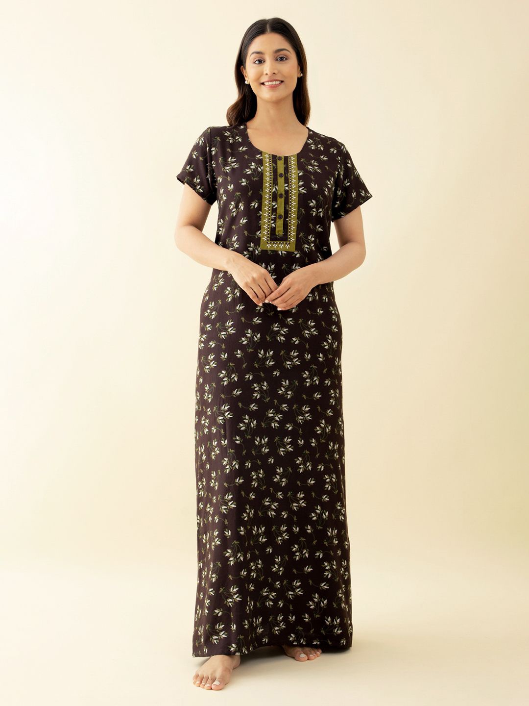 

Maybell Printed Maxi Nightdress, Brown