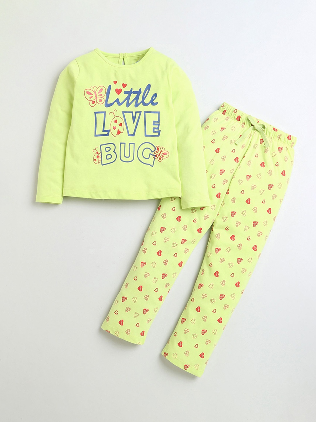 

BUMZEE Girls Typography Printed Night suit Peb9886, Lime green