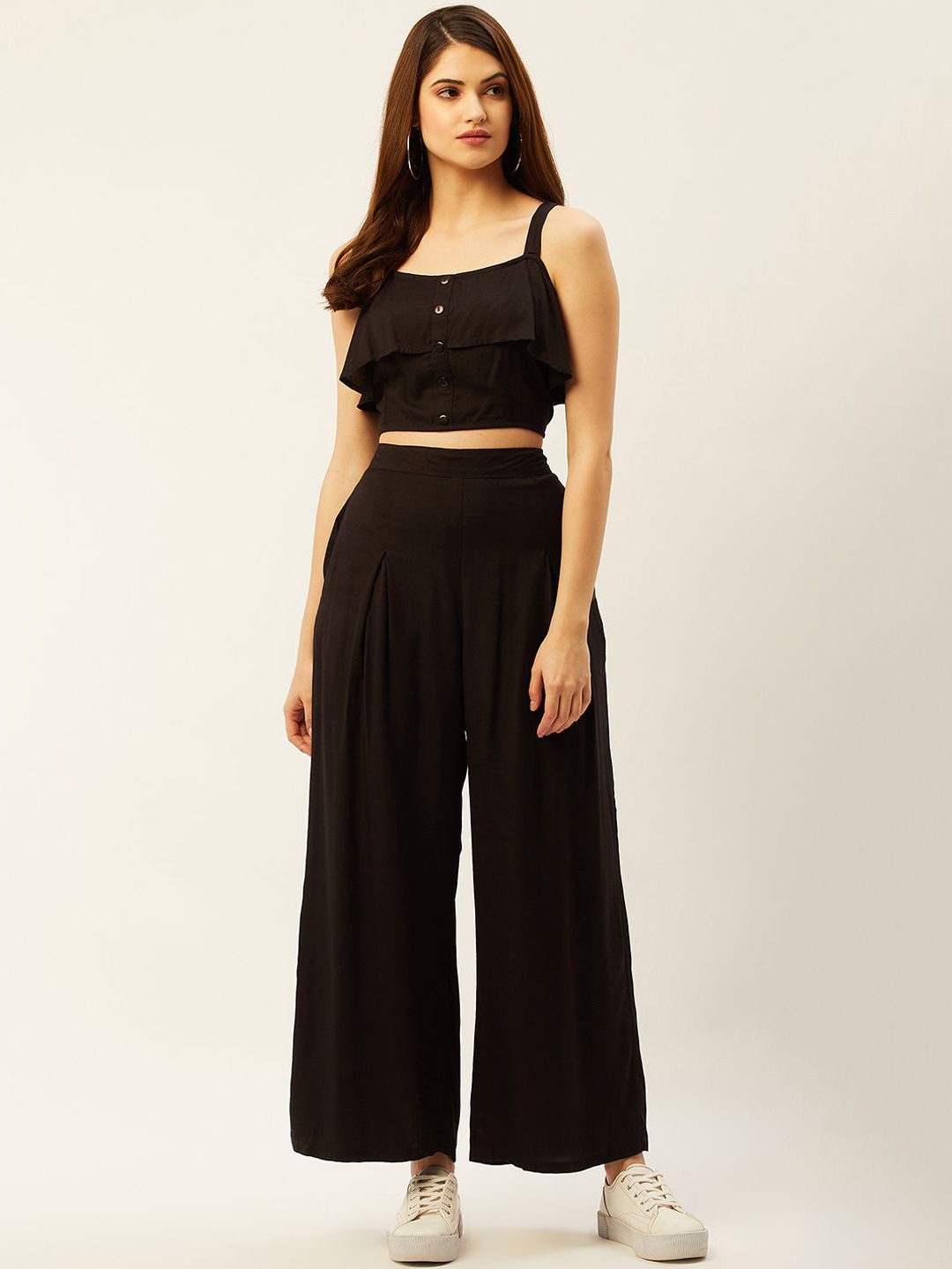 

ANVI Be Yourself Black Shoulder Straps Top With Trousers