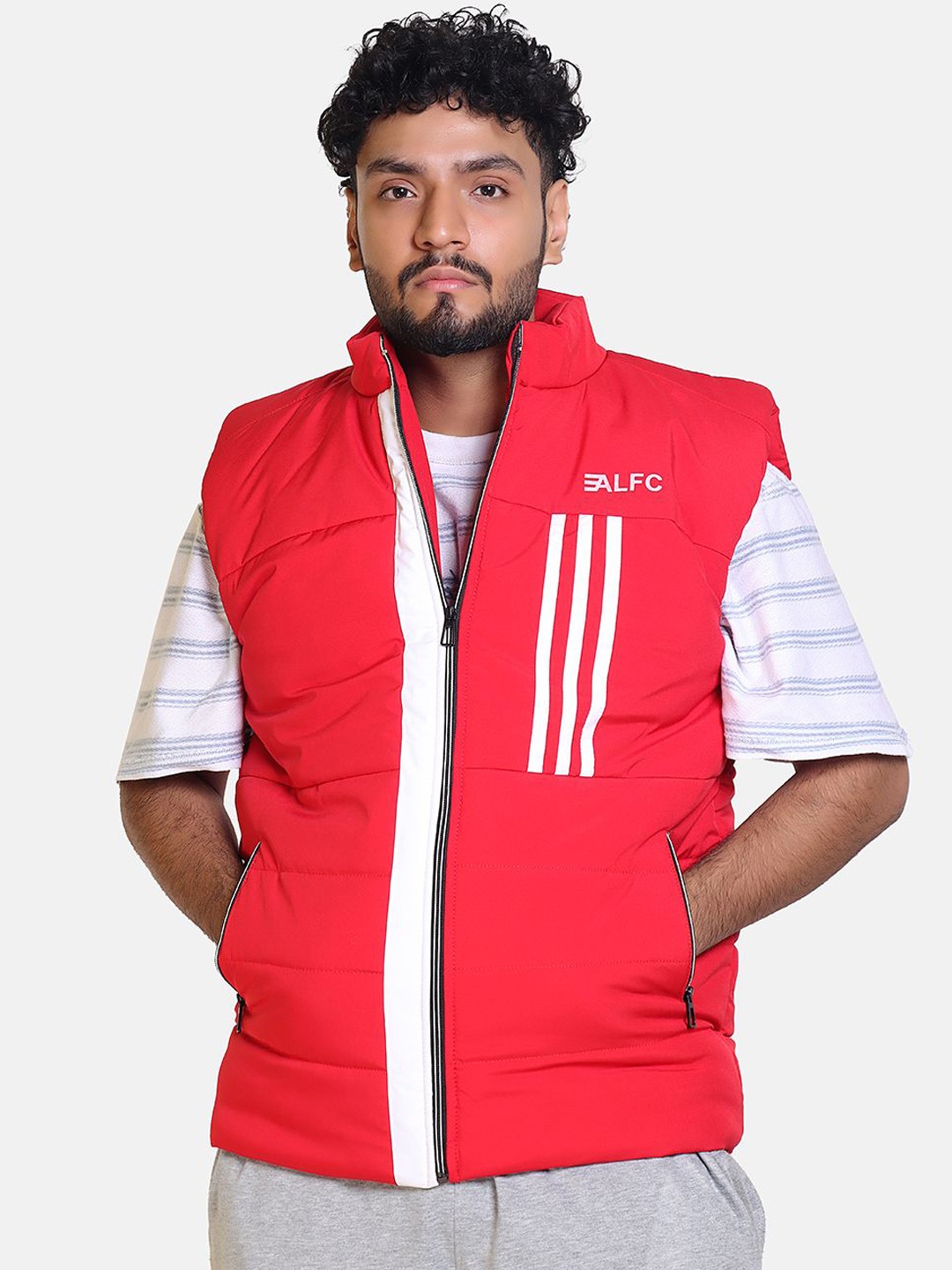 

BAESD Men Outdoor Puffer Jacket with Patchwork, Red