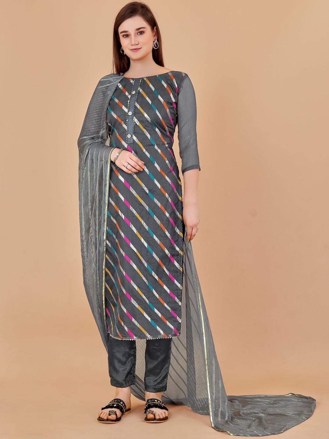 

Aika Gotta Patti Unstitched Dress Material, Grey