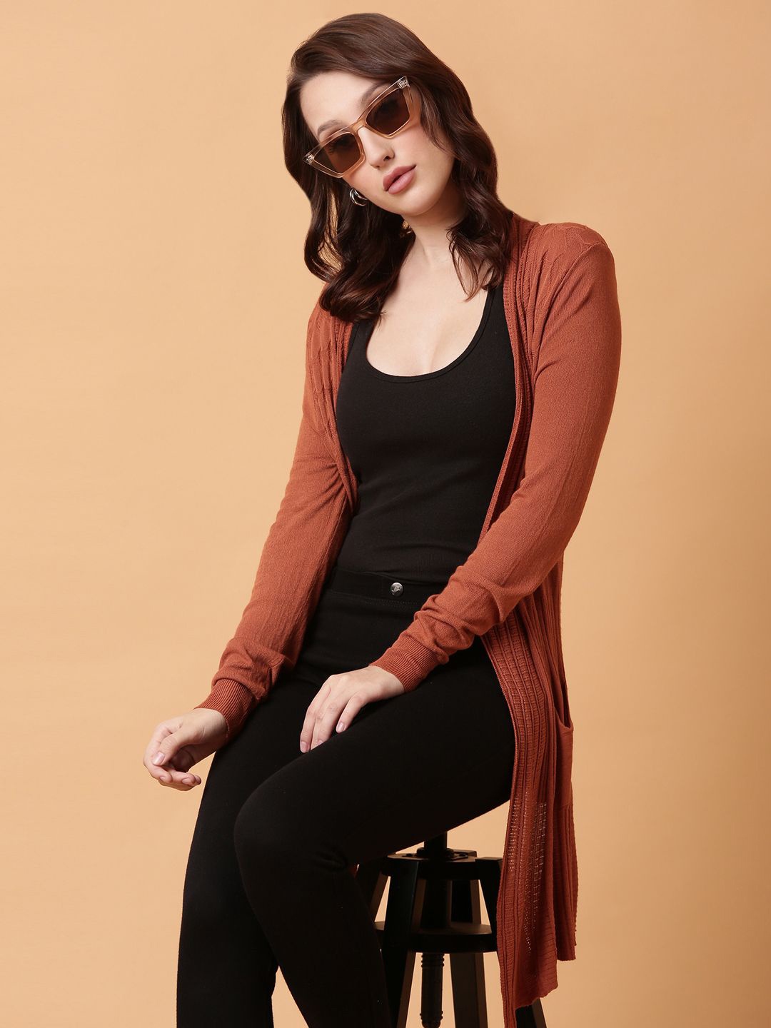 

SHOWOFF Self Design Longline Shrug, Rust
