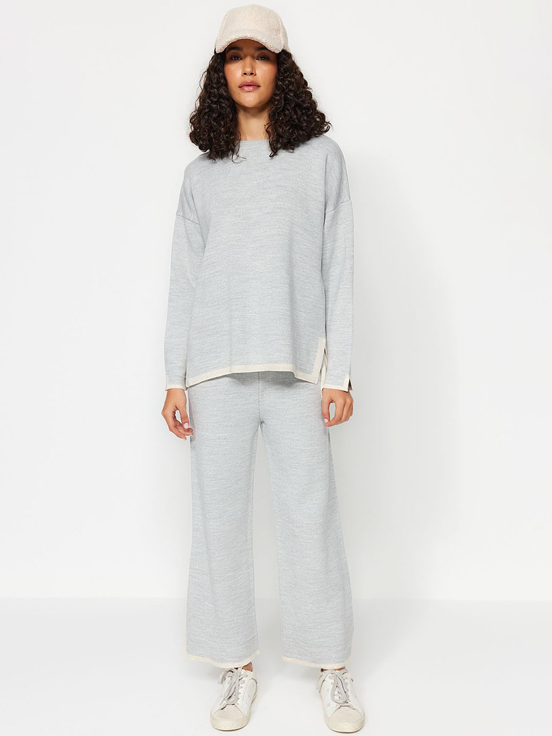 

Trendyol Round Neck Acrylic Tunic With Trouser, Grey