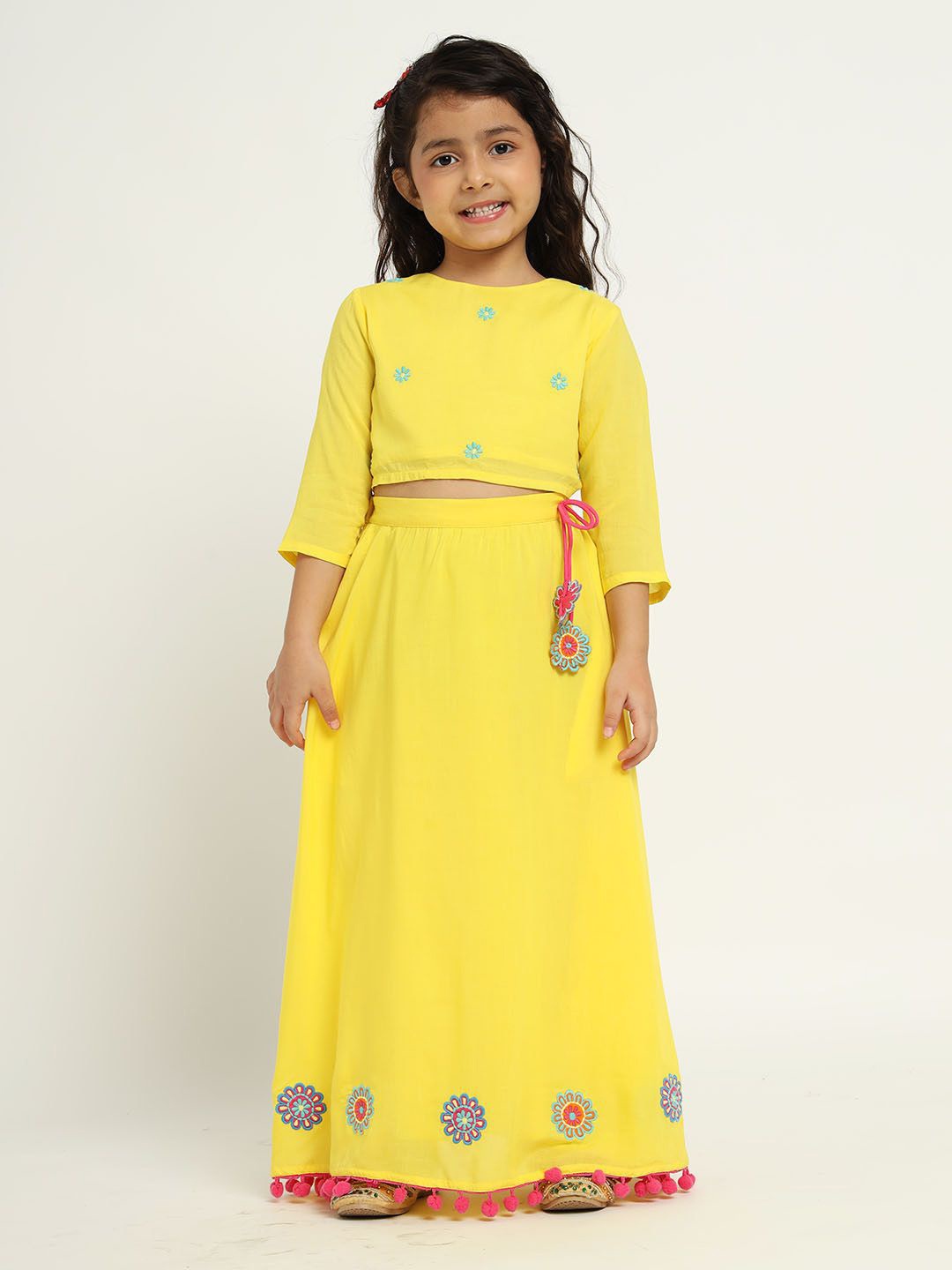 

Somersault Girls Daisy Embroidered Cotton Ready to Wear Lehenga & Choli, Yellow