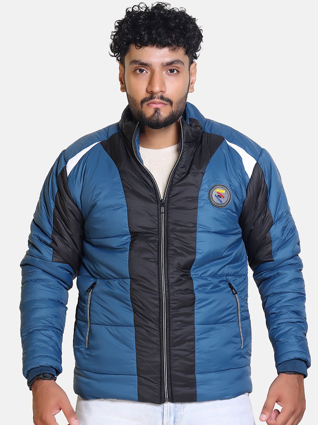 

BAESD Men Colourblocked Outdoor Puffer Jacket, Blue