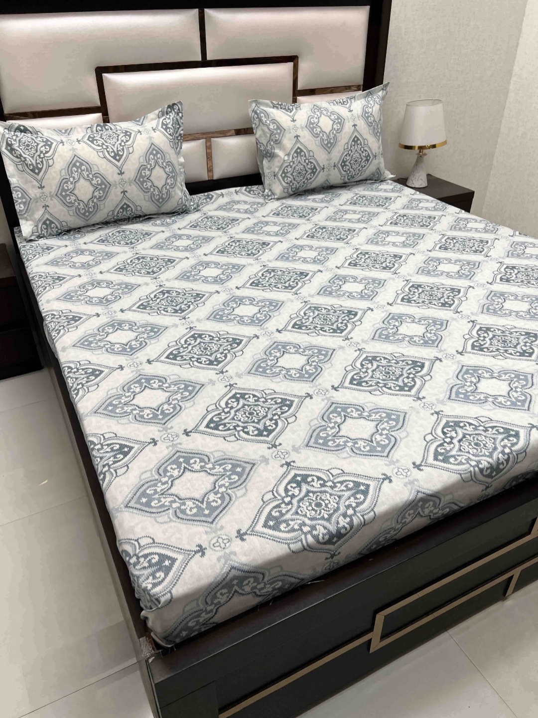 

Pure Decor Passion Blue Ethnic 260 TC Pure Cotton Queen Bedsheet With 2 Pillow Covers