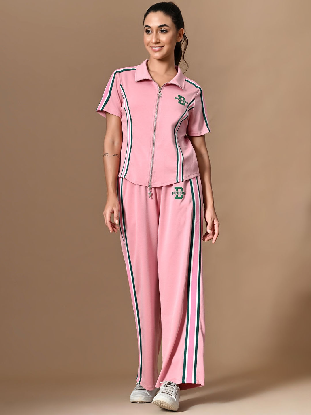 

PANKH Stripe Detail Top With Trouser Co-Ords, Pink