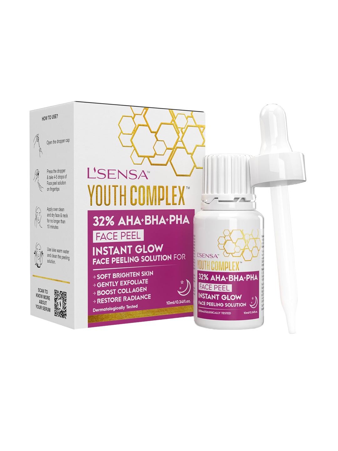 

L'SENSA Youth Complex 32% AHA+BHA+PHA Face Serum 10 ml, White