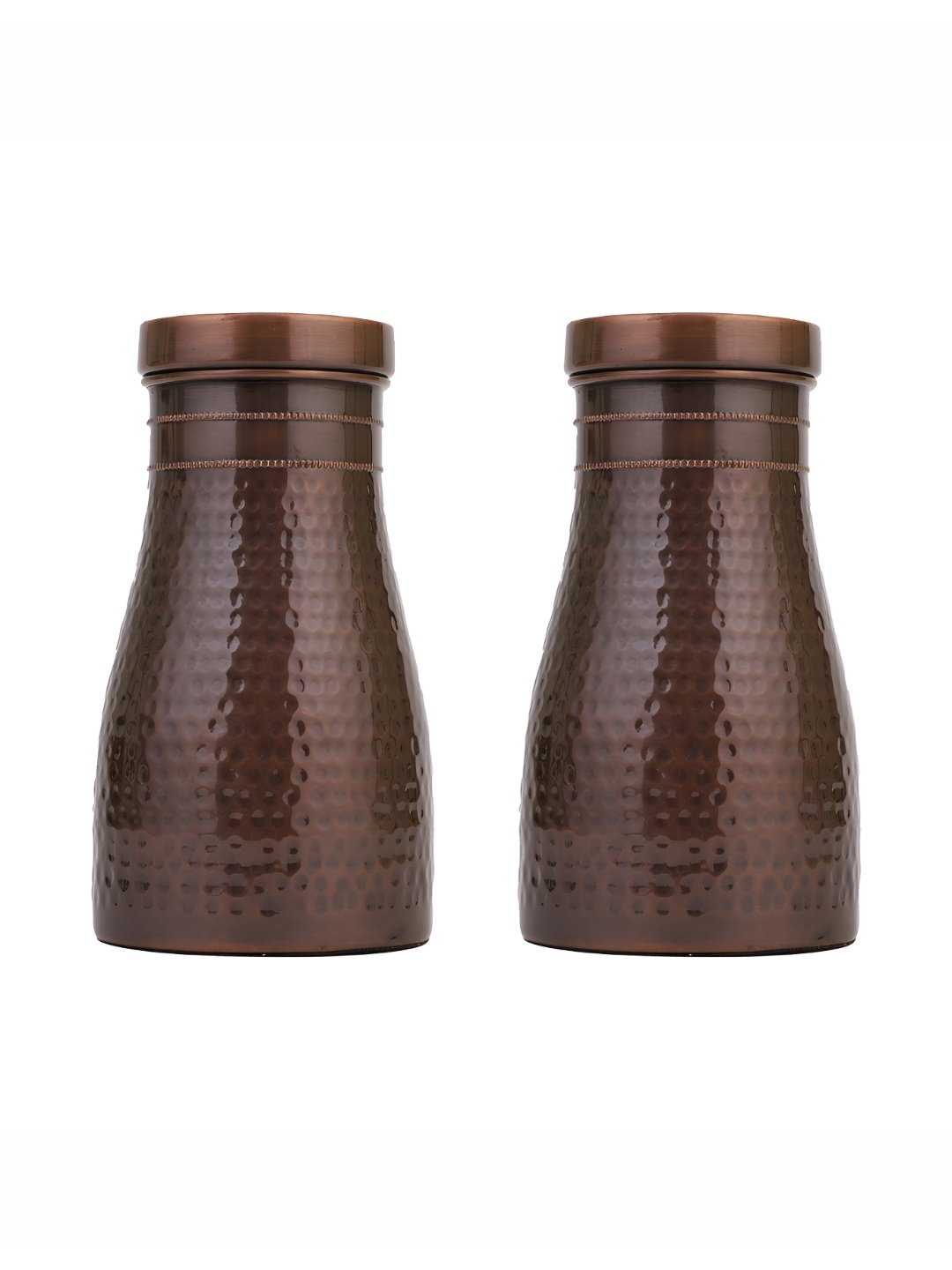 

Tambra Rarity Copper-Toned 2 Pieces Hammered Textutred Water Bottles 1200 ML