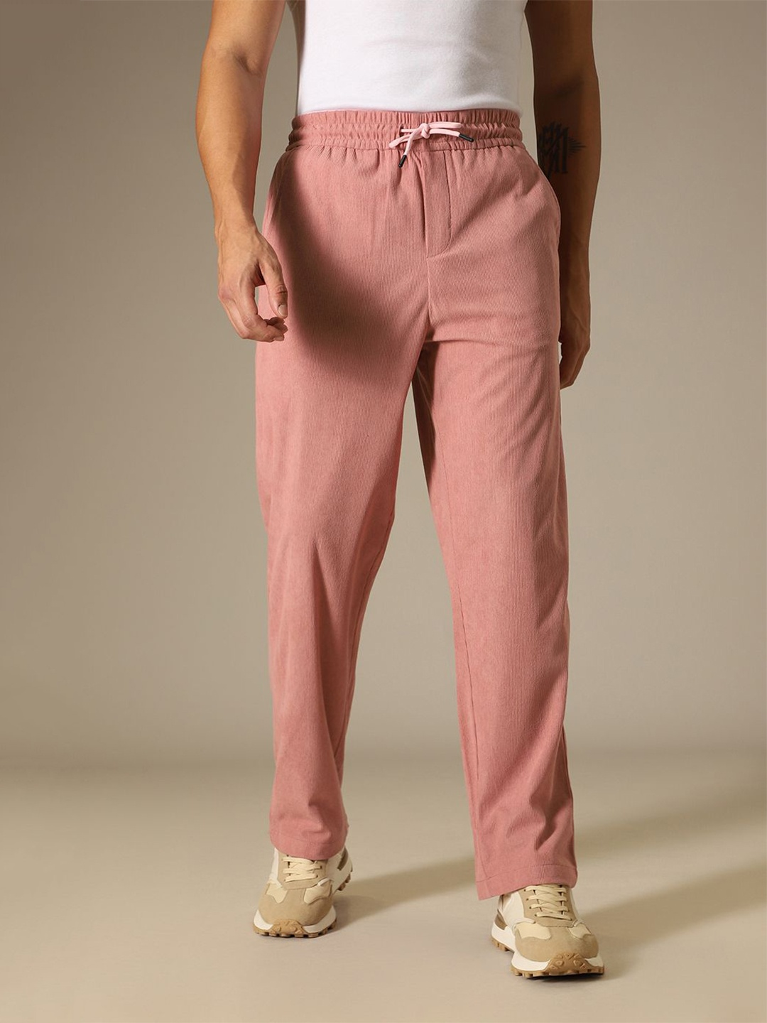 

Banana Club Men Cotton Relaxed Corduroy Trousers, Pink