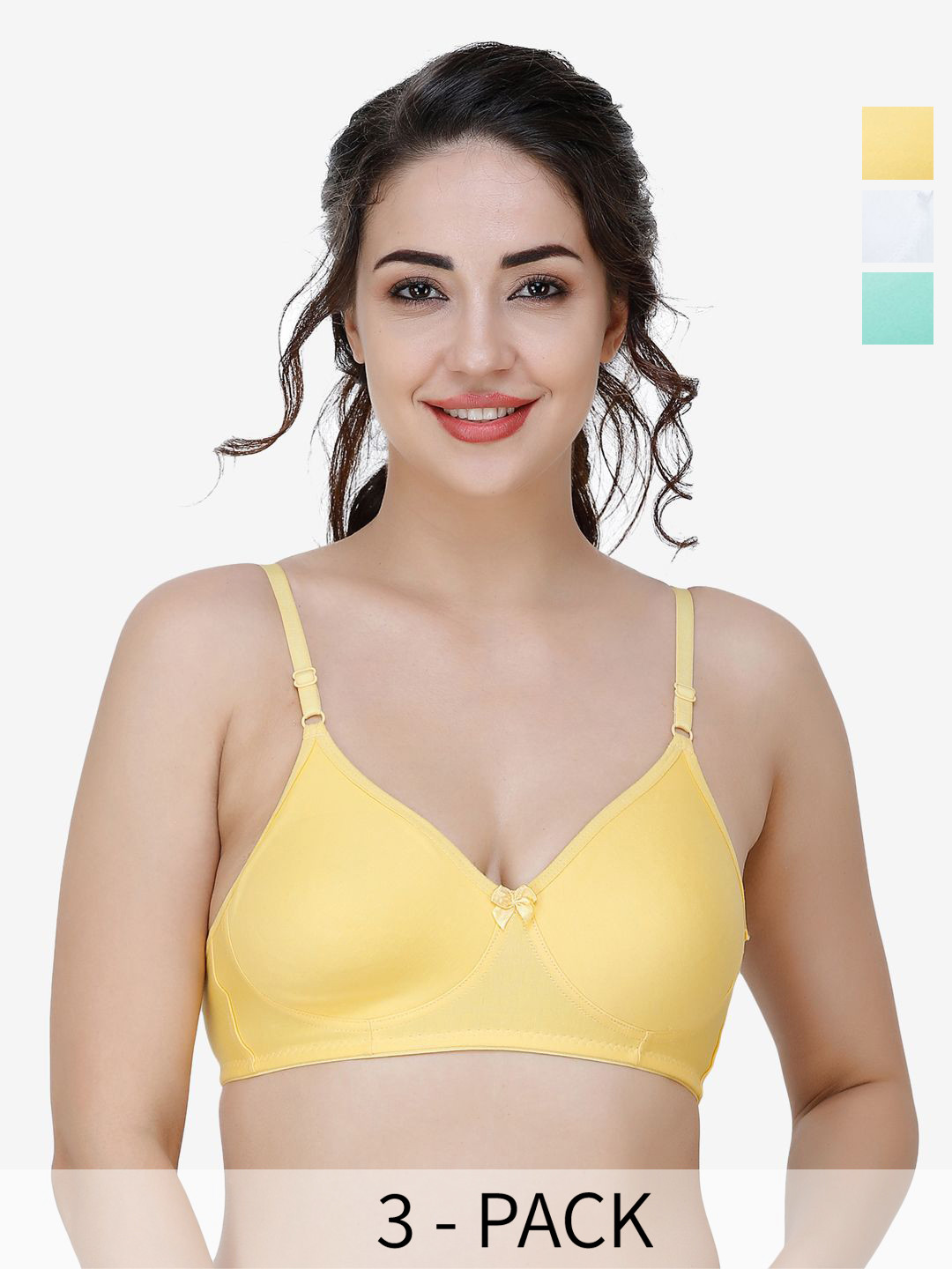 

Docare Women's Pack of 3 Solid Full Coverage T-Shirt Bra, Green