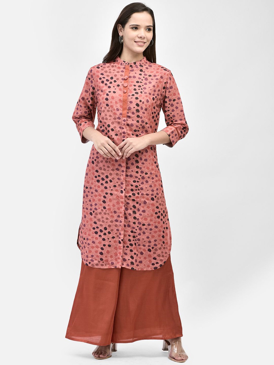 

FUTURO Women Printed Regular Kurta with Pyjamas, Rust