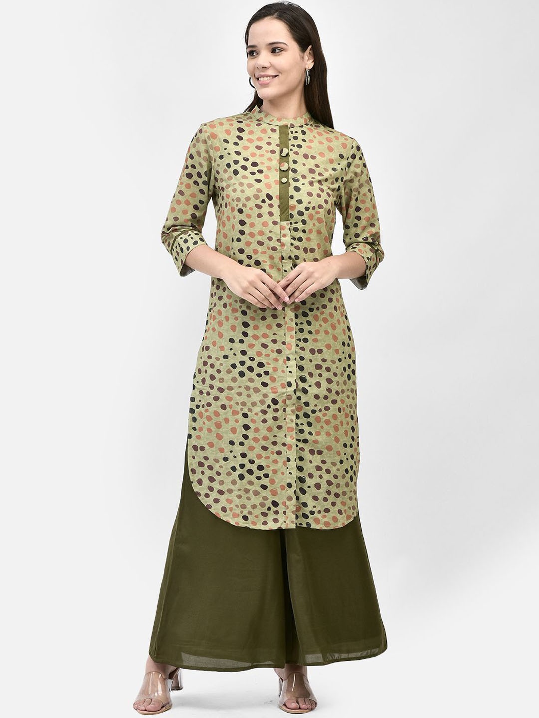 

FUTURO Women Printed Regular Kurta with Palazzos, Green