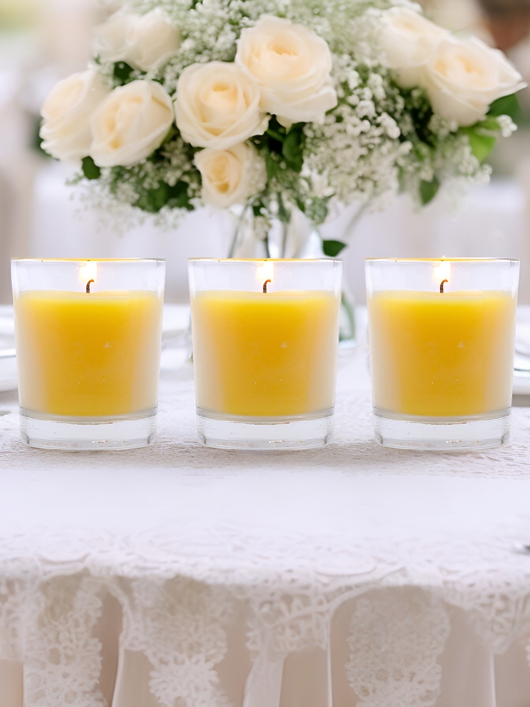 

HOSLEY Yellow 3 Pieces Lemon Bar Filled Jar Candles