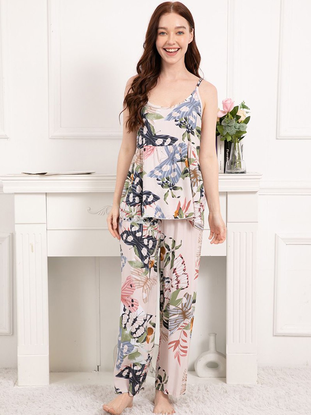 

StyleCast Floral Printed Night Suits, White