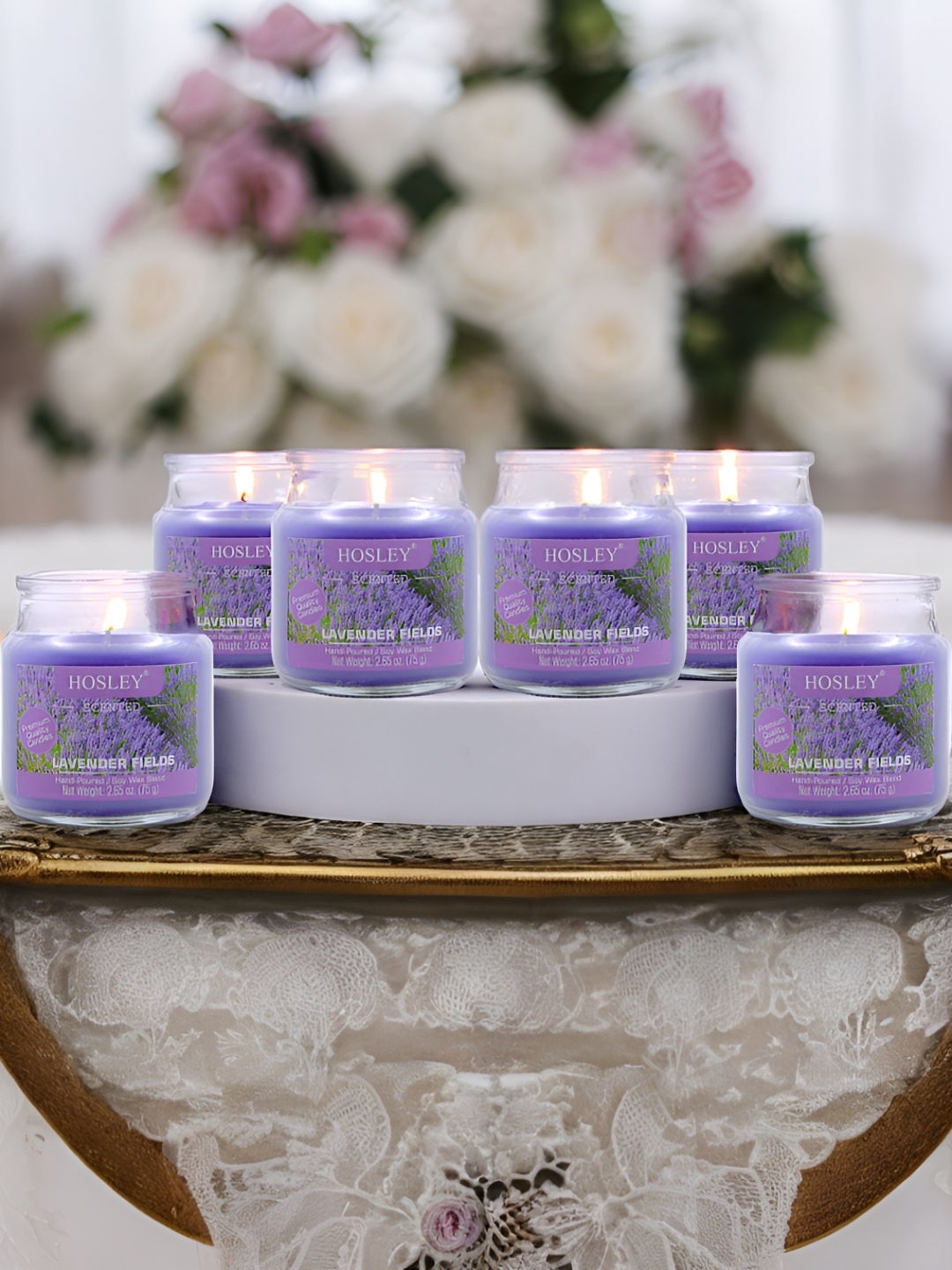 

HOSLEY Purple 6 Pieces Lavender Fields Highly Fragranced Jar Candle