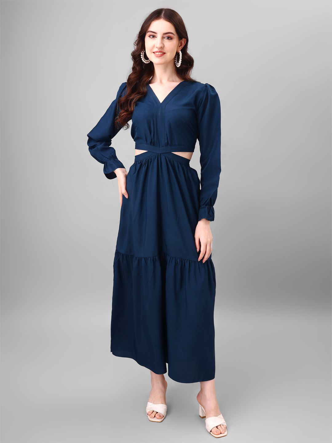 

Femvy Fit & Flare Maxi Dress, Blue