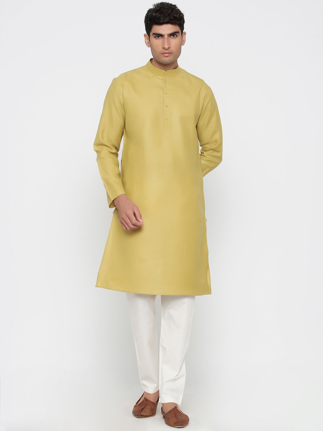 

Tistabene Mandarin Collar Straight Kurta, Yellow
