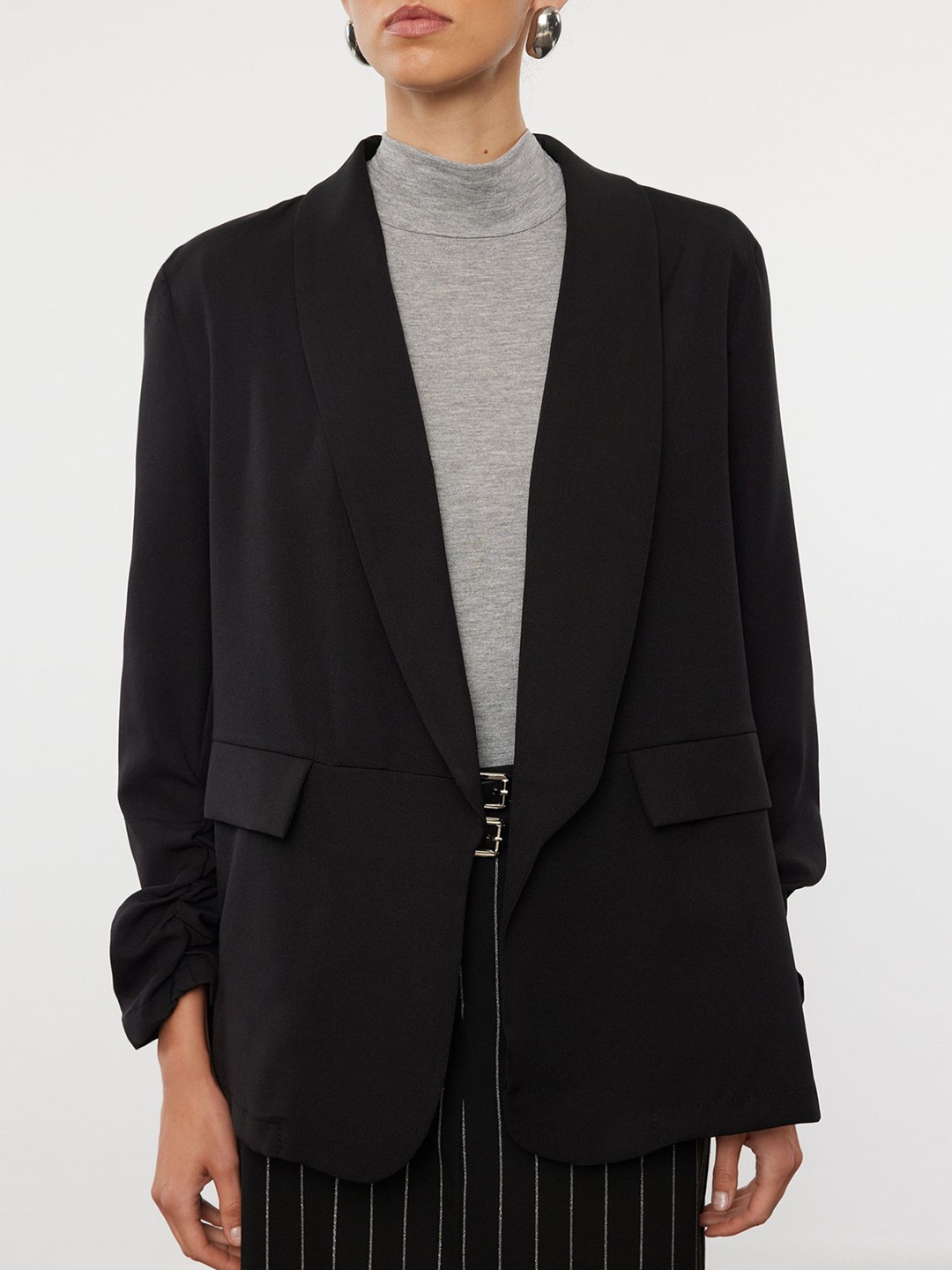 

Trendyol Slim-Fit Notched Lapel Single Breasted Blazer, Black