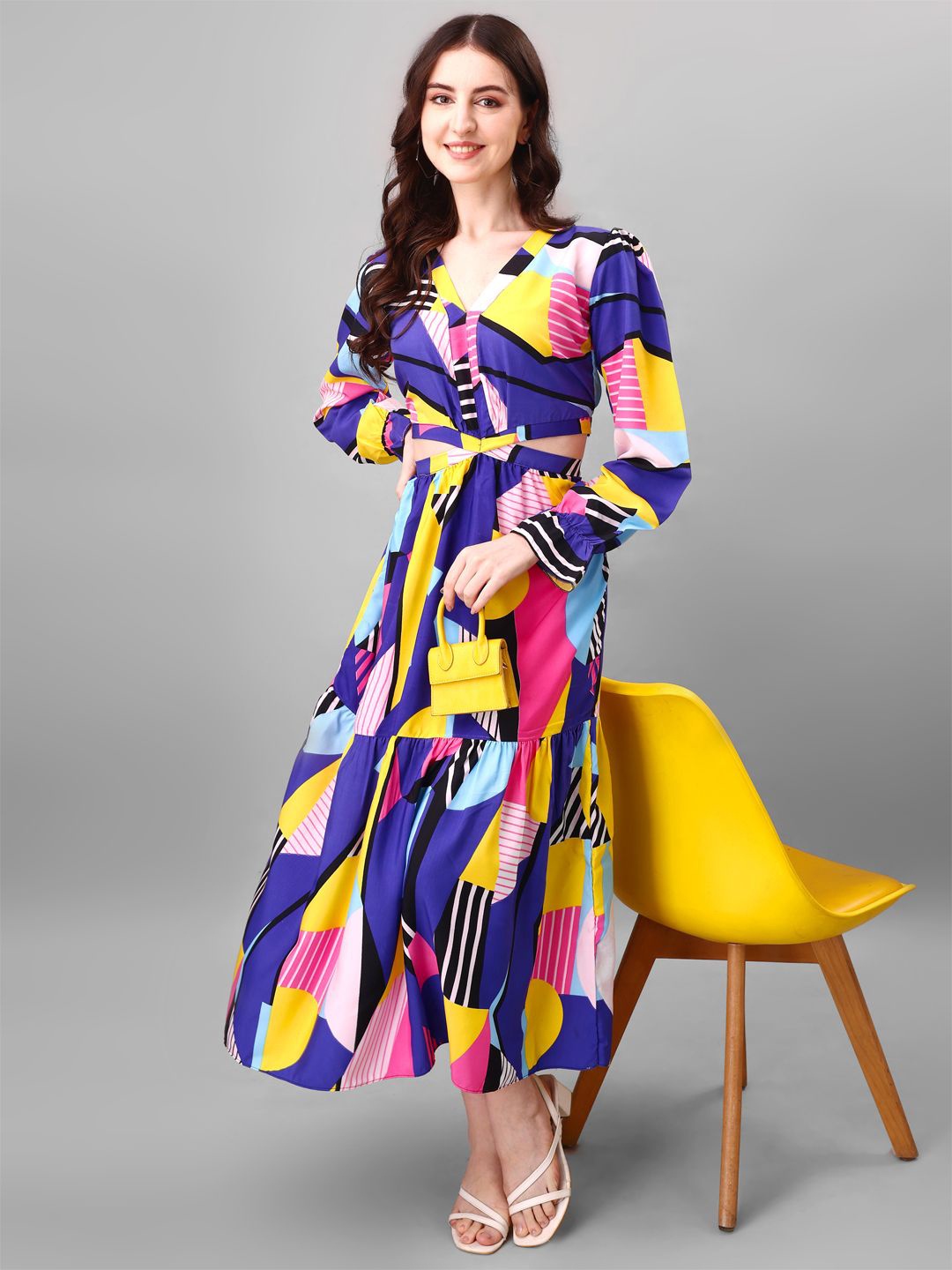 

Femvy Printed Cut-Outs Maxi Dress, Purple