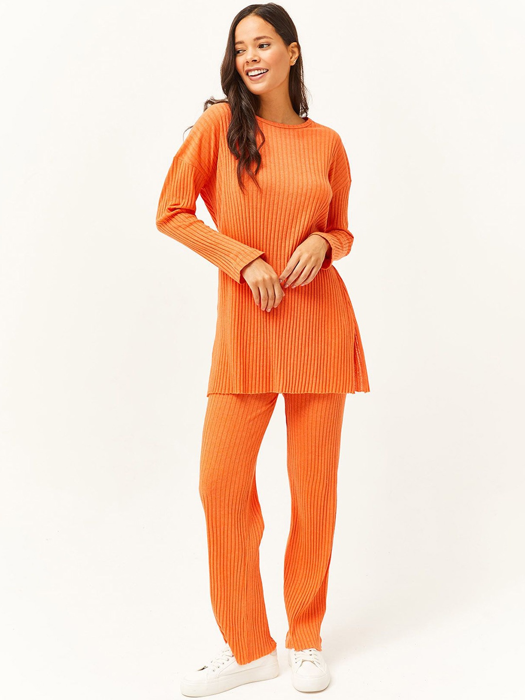 

Olalook Ribbed Tunic With Trousers, Orange
