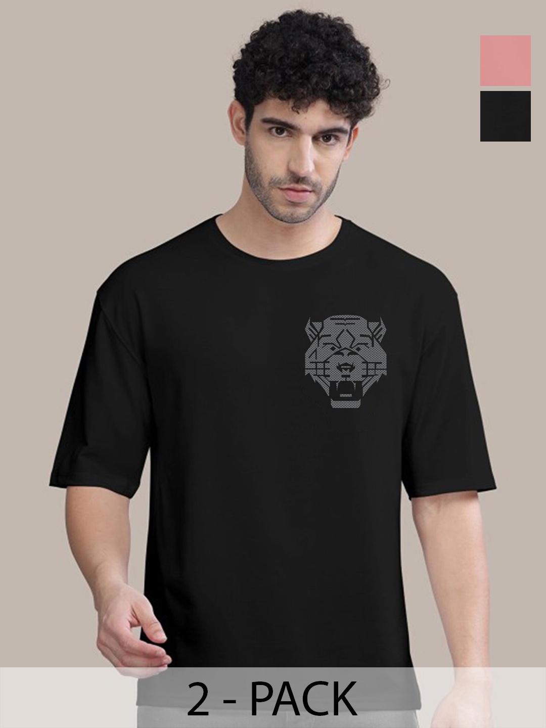 

AUSK Men Typography 2 Printed Applique T-shirt, Black