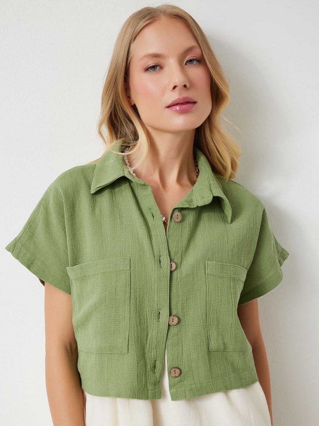 

Happiness istanbul Women Crop Tailored Jacket with Embroidered, Na
