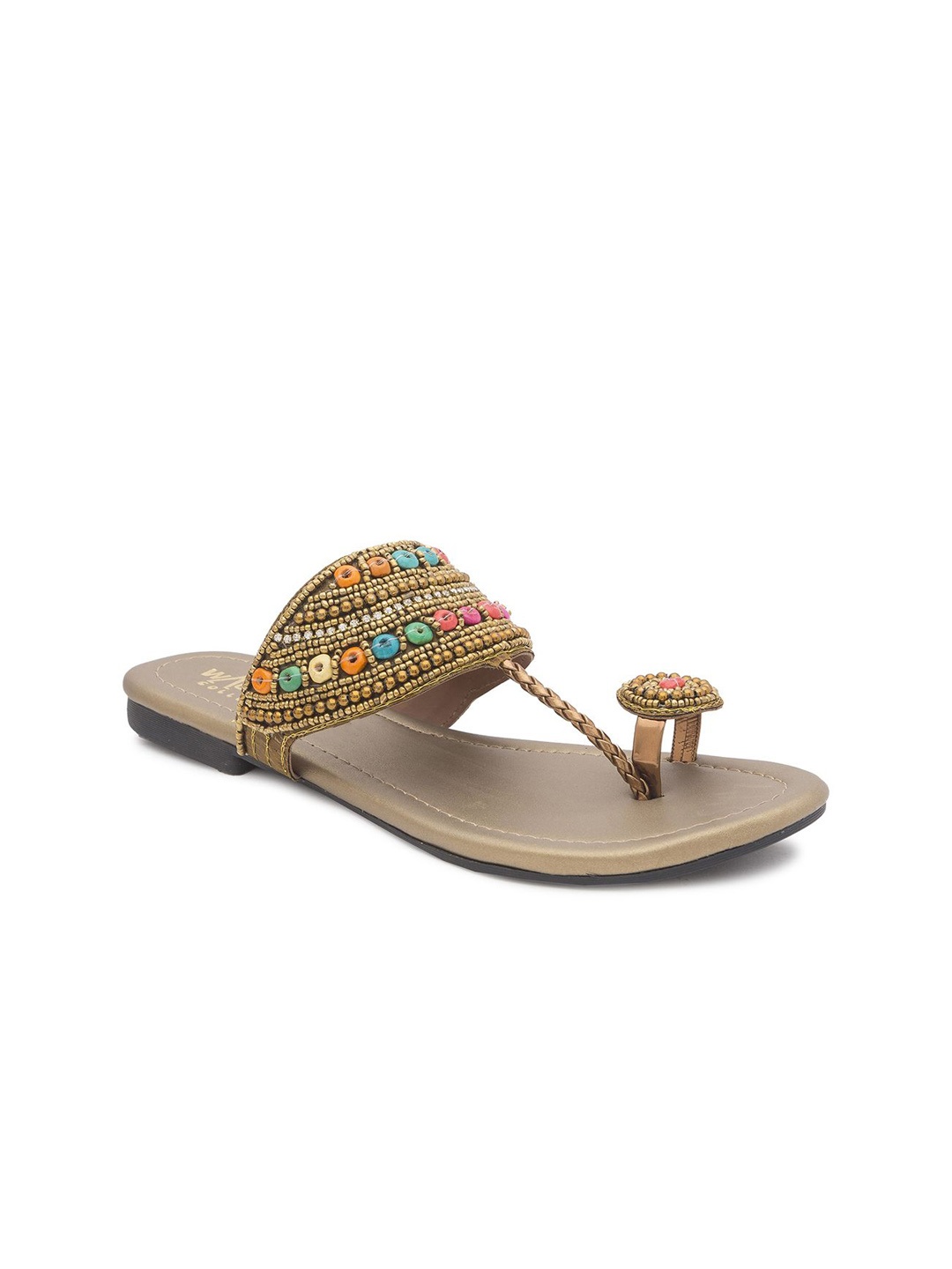 

WALK N STYLE COLLECTION Women Embellished Open Toe Flats, Beige