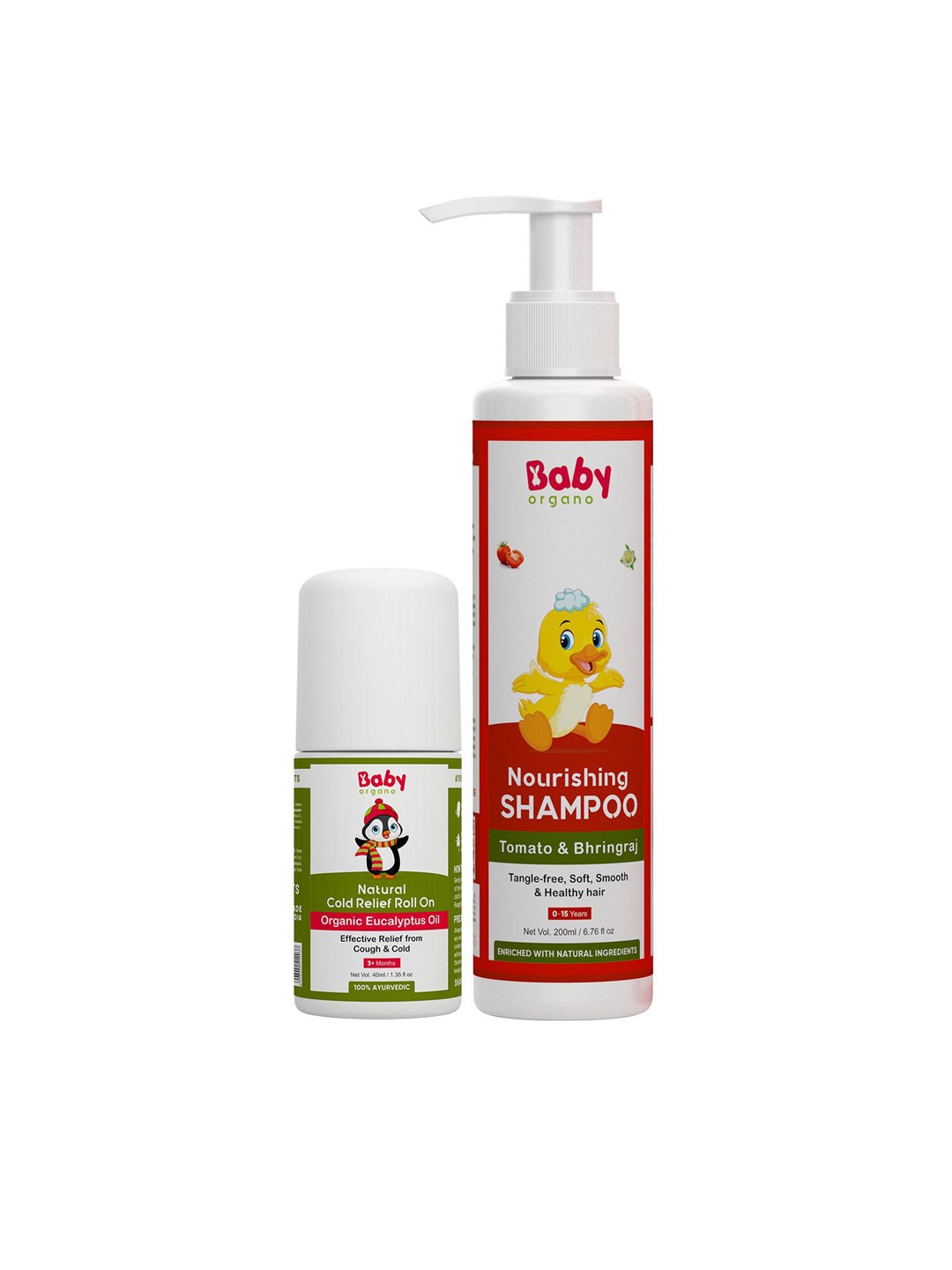 

BABYORGANO Tomatino Baby Shampoo 200ml With Cold Relief Roll On 40ml, White