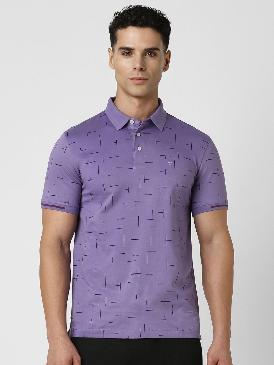 

Van Heusen Sport Men Printed Polo Collar Pockets T-shirt, Purple