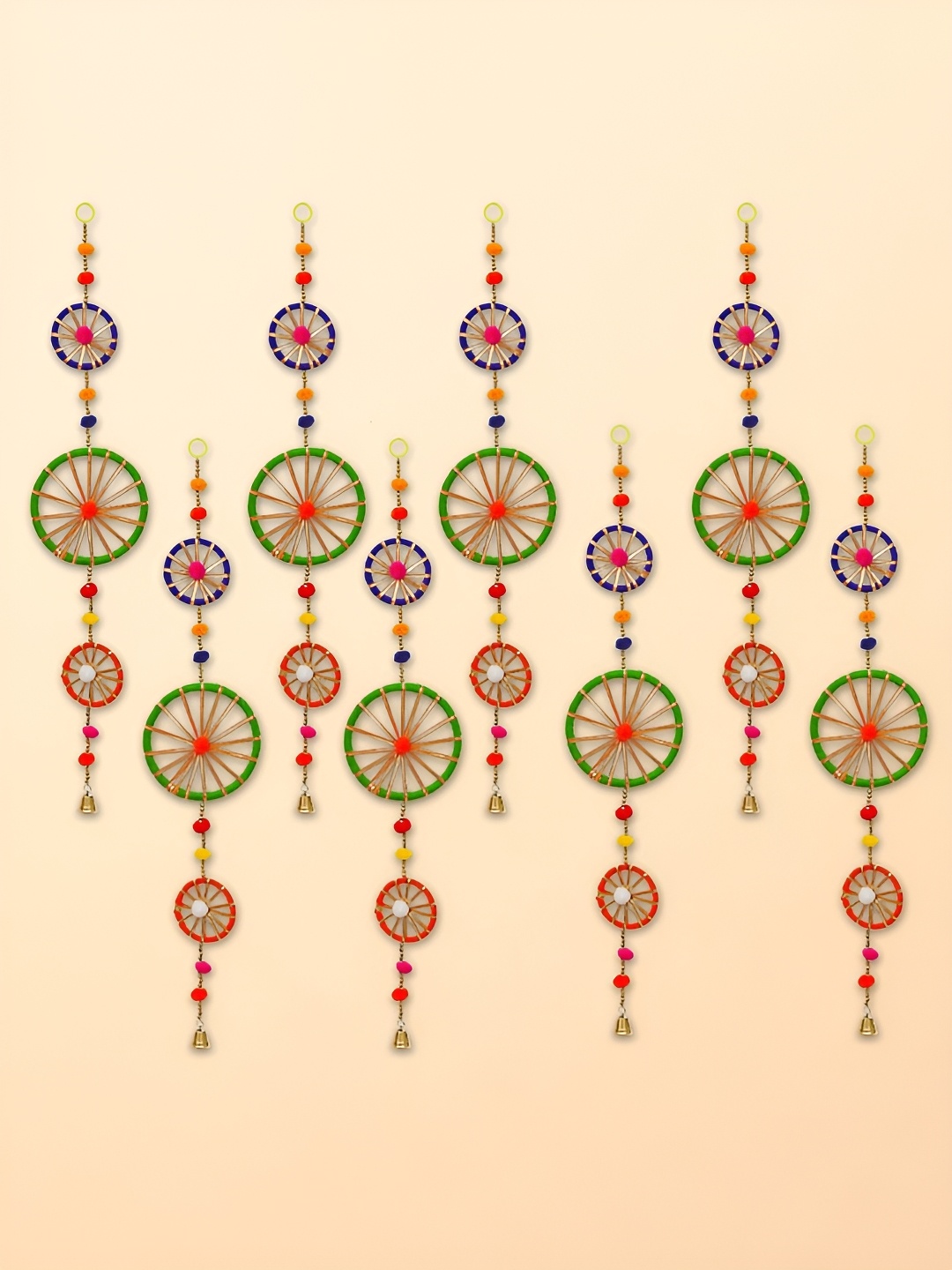 

eCraftIndia Green & Red Tassels & Bell Wall Hangings Toran, Multi