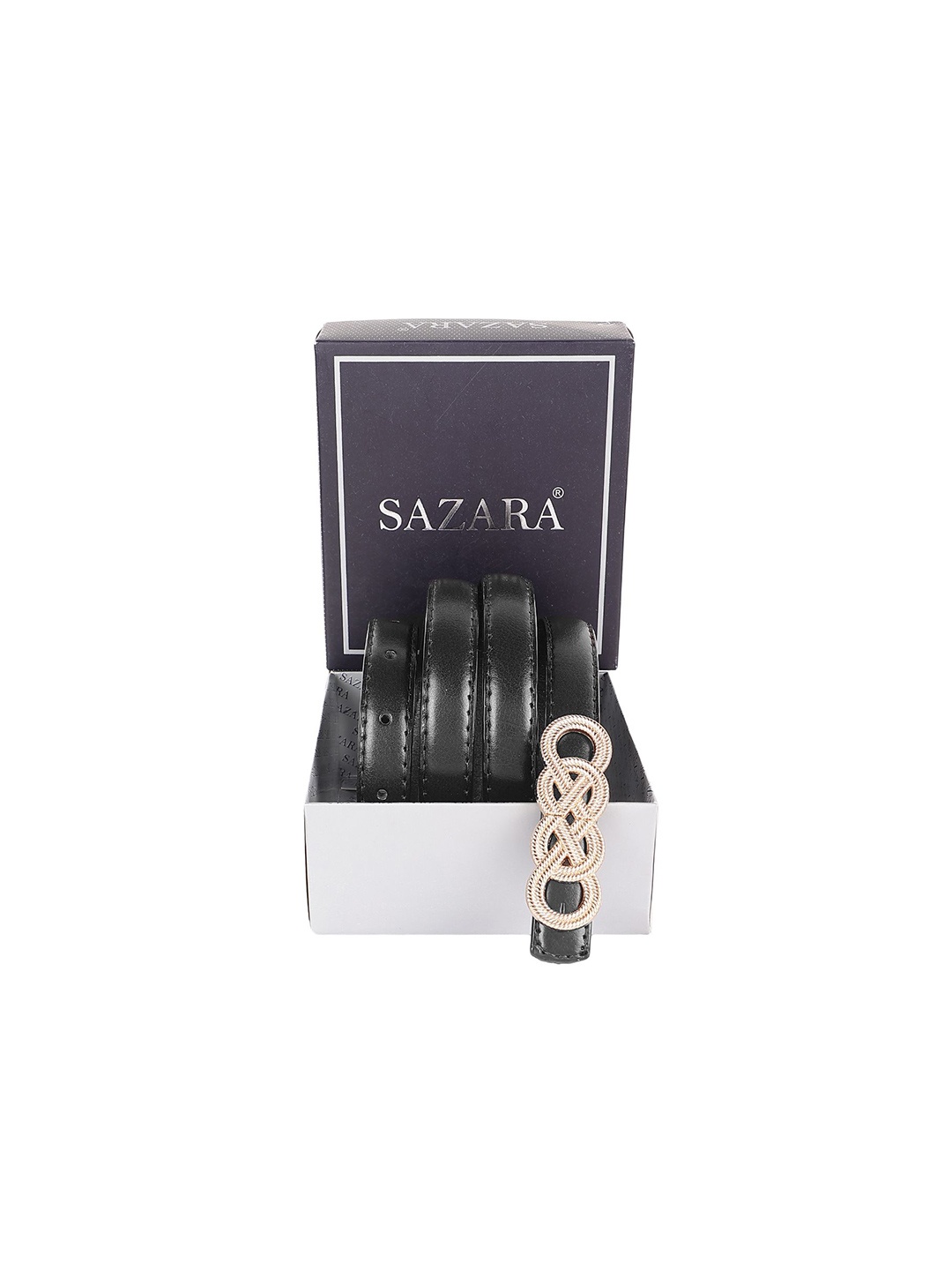 

SAZARA Women Leather Belt, Black