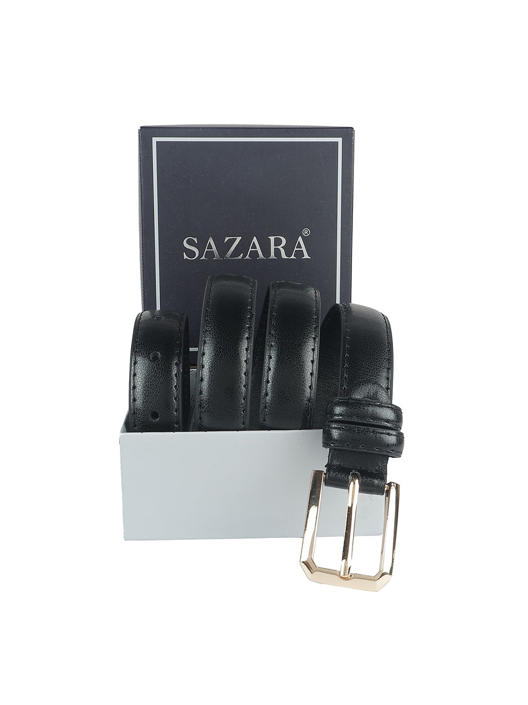 

SAZARA Women Leather Belt, Black