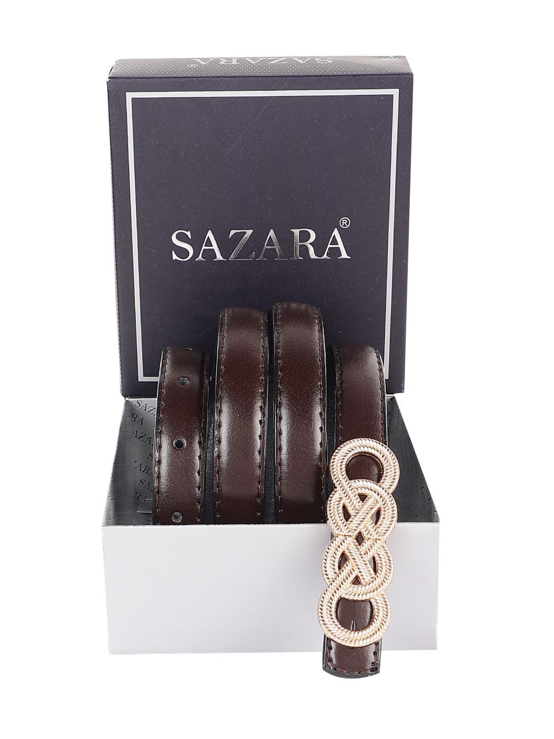 

SAZARA Women Leather Belt, Brown