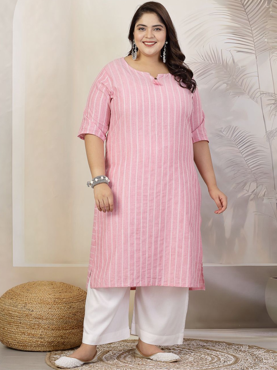 

Little More By Stylum Women Dobby Kurta, Pink