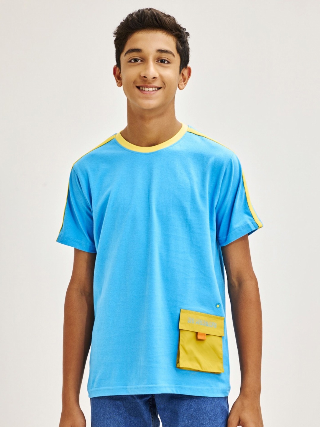 

NO MONDAYS Boys Pure Cotton Pockets T-shirt, Blue