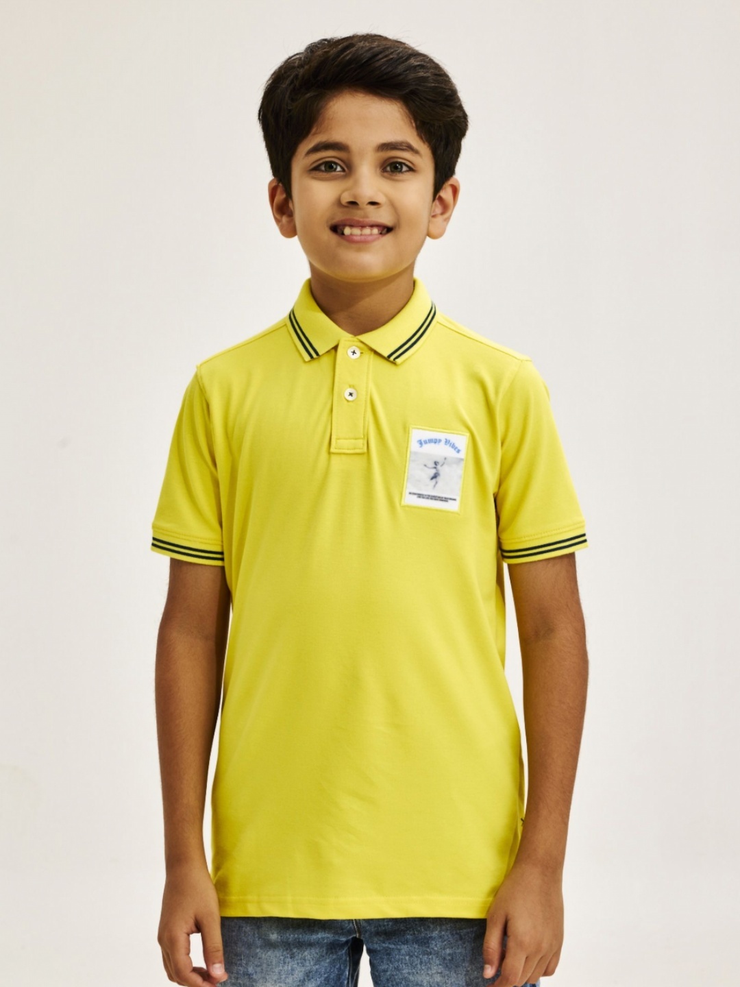 

NO MONDAYS Boys Polo Collar Applique T-shirt, Yellow