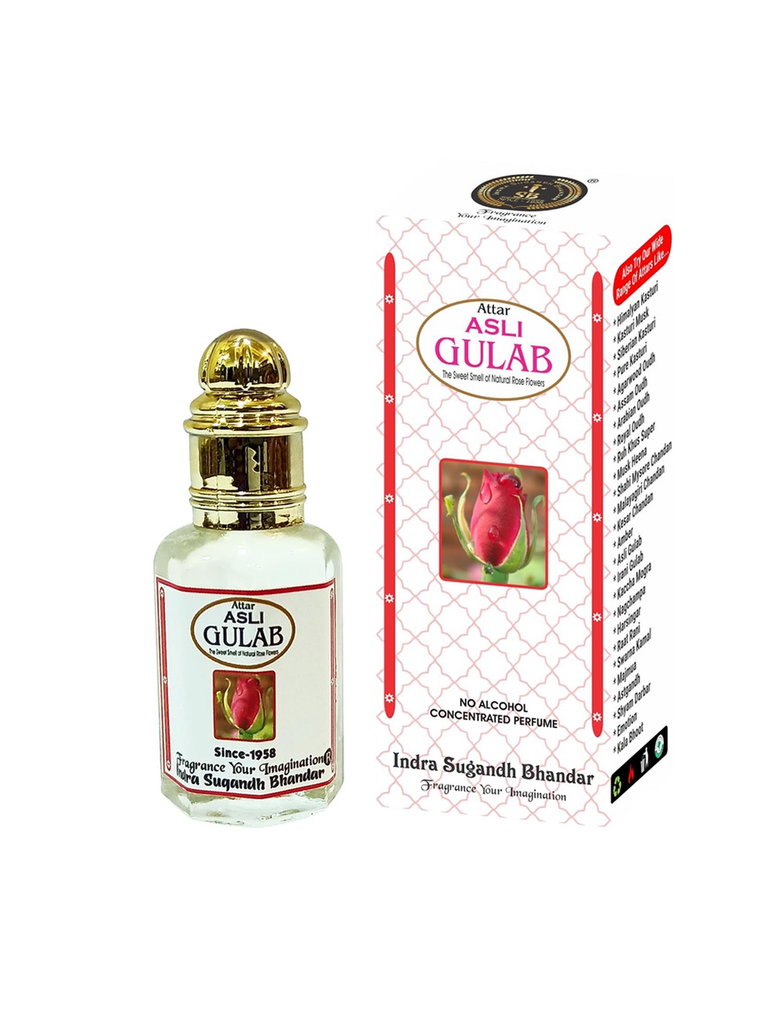 

INDRA SUGANDH BHANDAR Asli Gulab Attar-12ml, Transparent