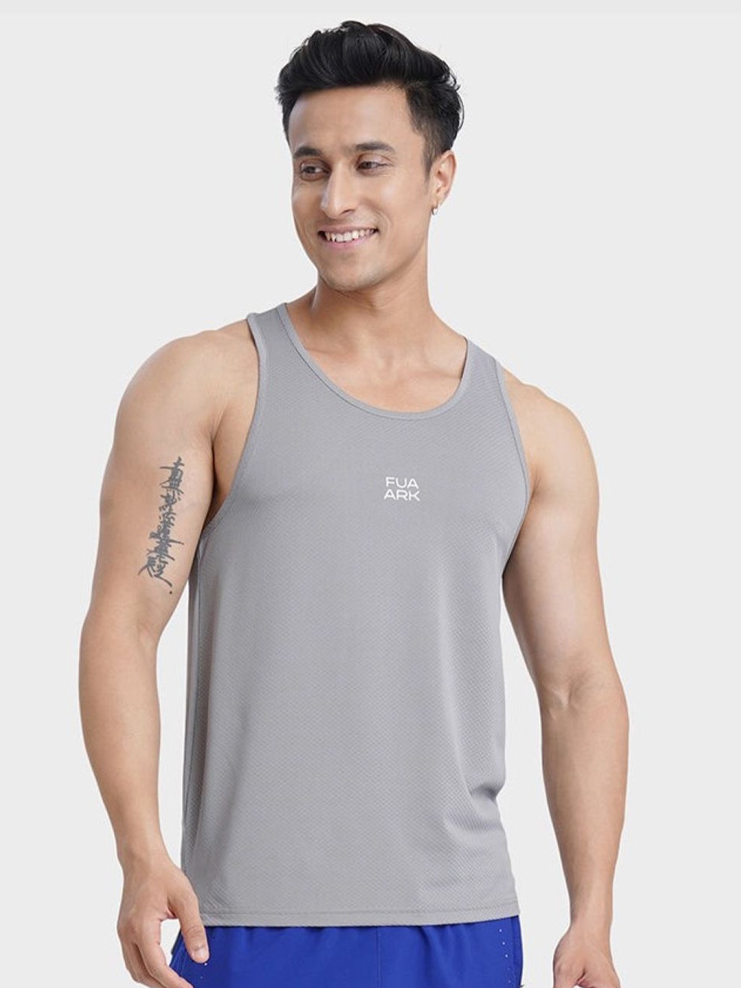 

FUAARK Printed Scoop Neck Innerwear Gym Vests Sprint-R_Tank-LG-S, Grey