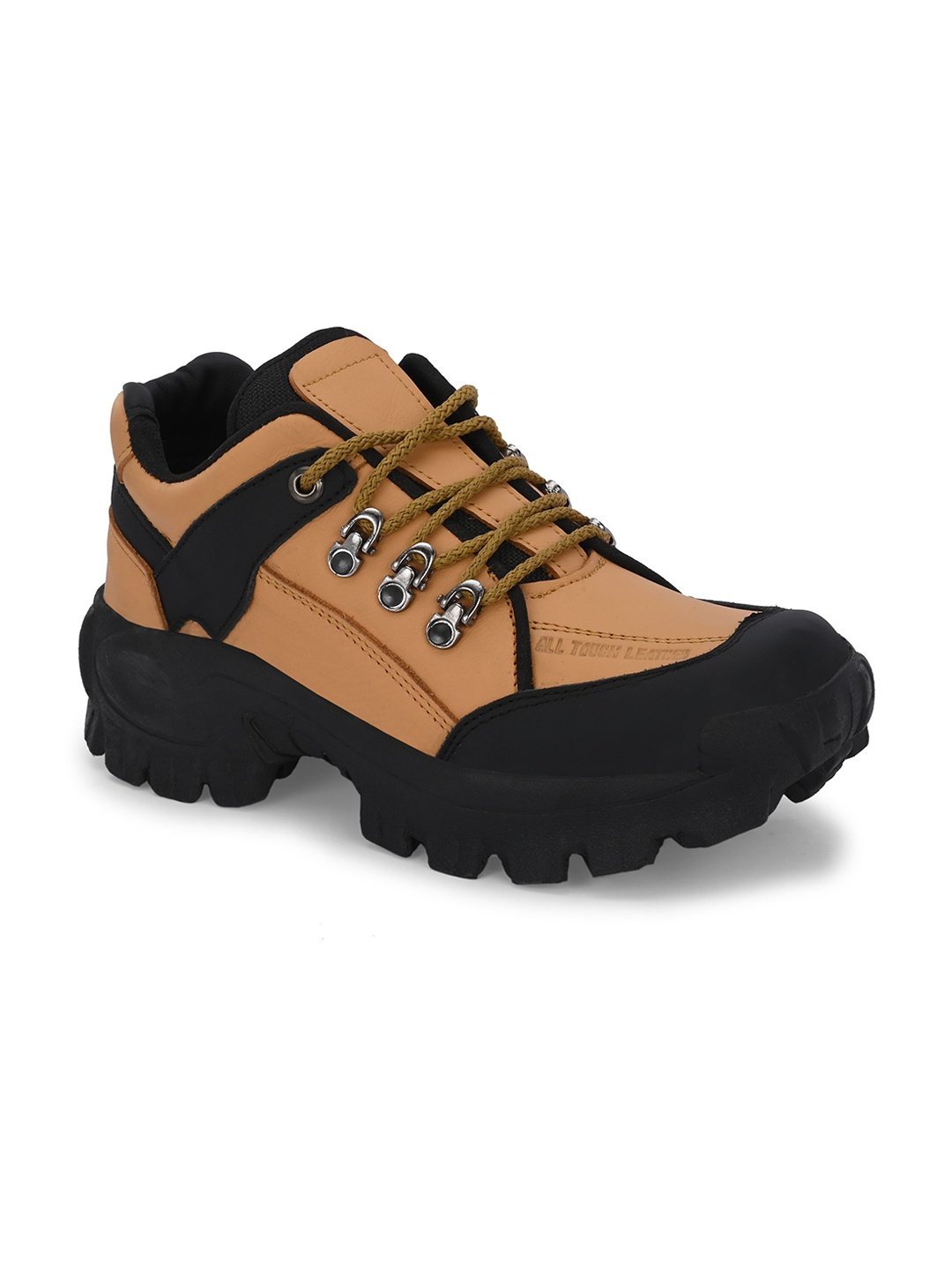 

SHOE DAY Men Colourblocked Lace-Ups Leather Trekking Shoes, Tan