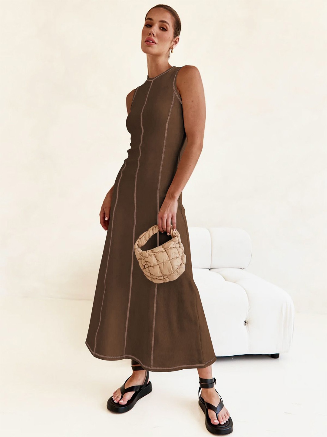 

HERE&NOW Maxi Dress, Coffee brown