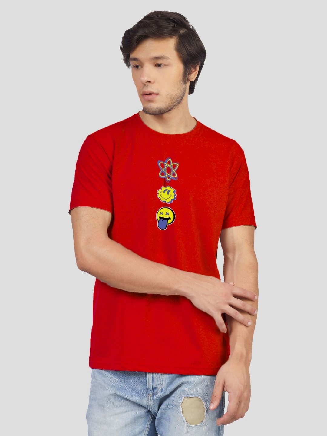 

Greylongg Men Printed Applique T-shirt, Red