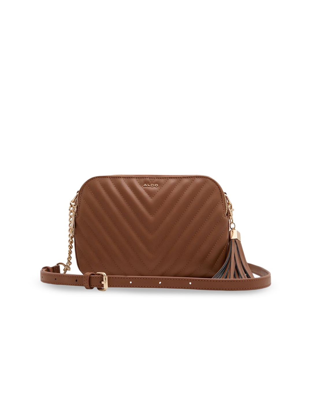 

ALDO Textured Structured Sling Bag with Quilted, Brown