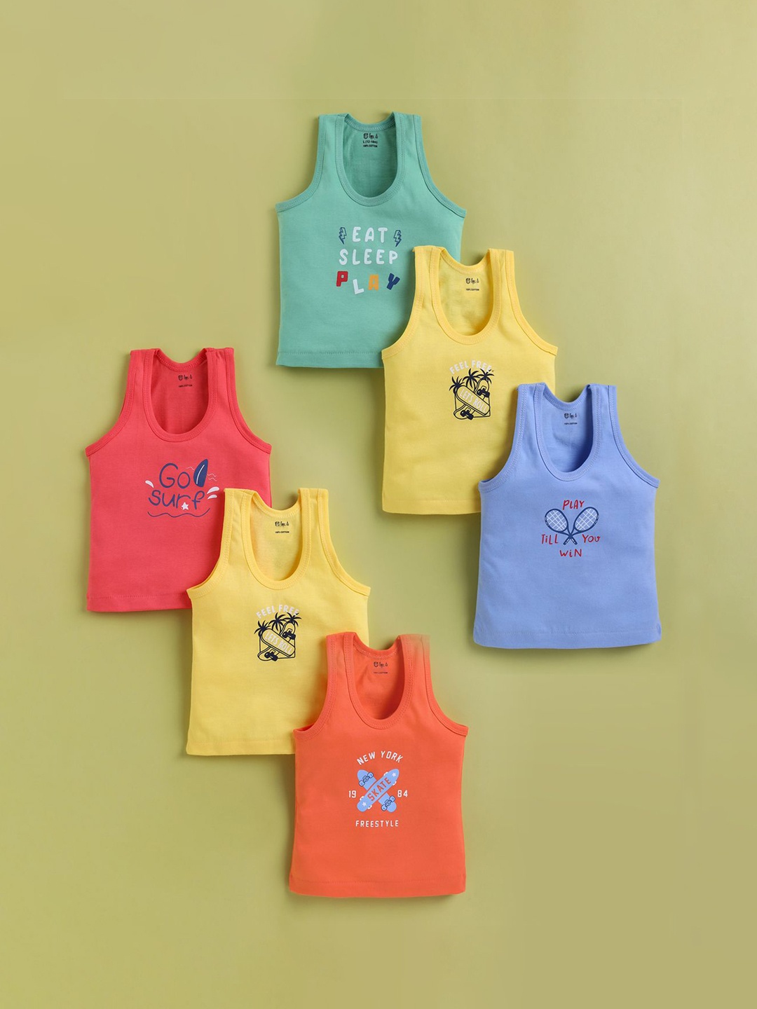 

Redden Infant Boys Pack Of 6 Assorted Pure Cotton Basic Vests R2-A-101M-15-PK6