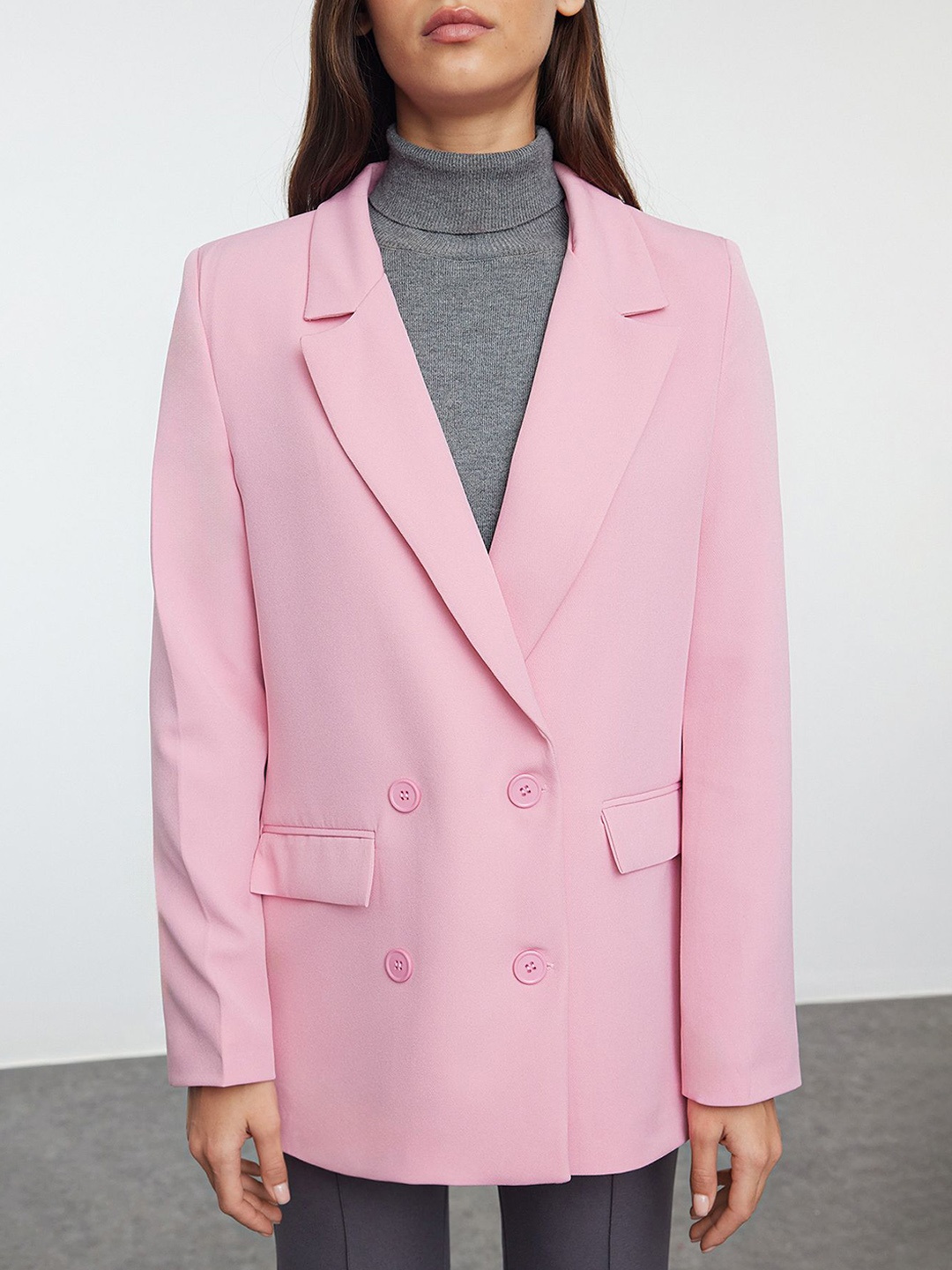 

Trendyol Slim-Fit Double Breasted Blazer, Pink